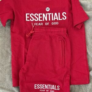 Fear of God Essentials Red Short Set